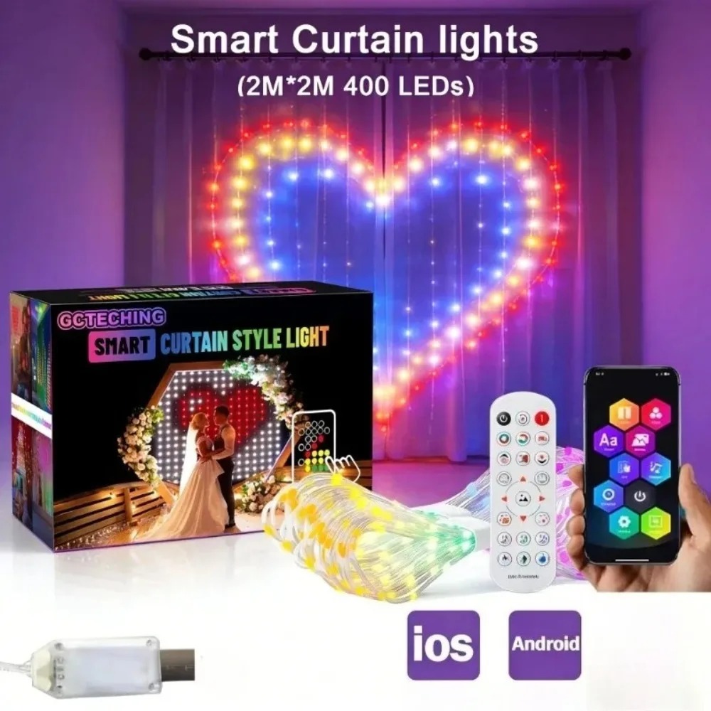 Smart Garden Outdoor - Outdoor LED Pixel Curtain Lights Bluetooth