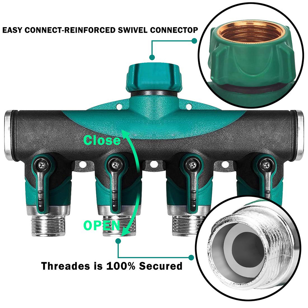 Heavy Duty Metal 4 Way 3/4'' T - Smart Garden Hose Valve review and price